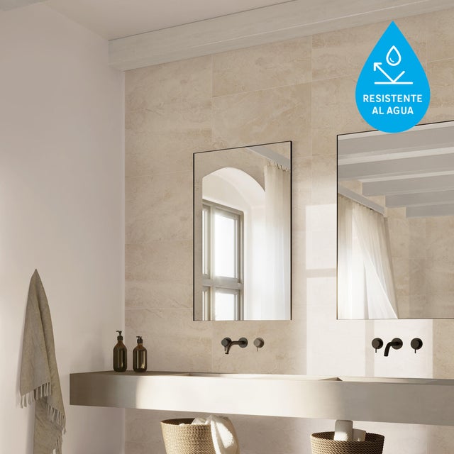 Revestimiento de pared decorativo efecto mármol de PVC Gloss Alcaria blanco de 65x37.5cm