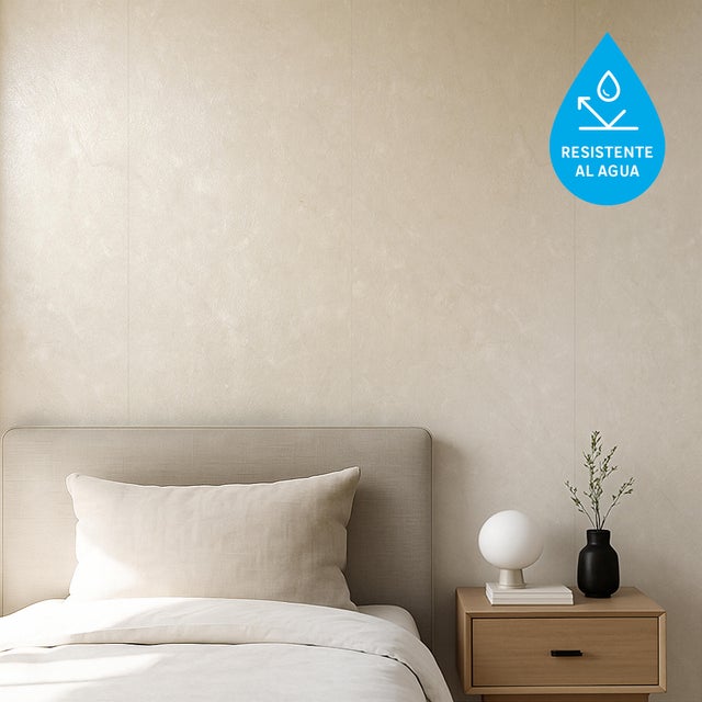 Revestimiento de pared decorativo efecto mármol vinílico SPC Nera marfil brillo 260x60cm