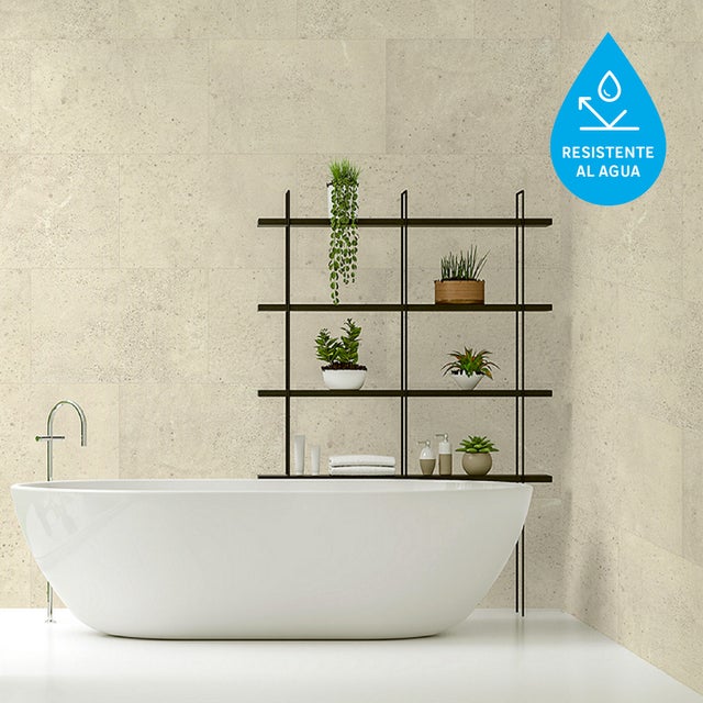 Revestimiento de pared decorativo efecto piedra de PVC serie Inspiro Shine beige de 75x45cm