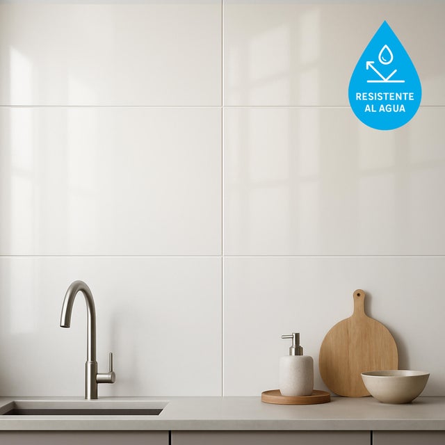 Revestimiento de pared decorativo efecto mármol de PVC serie Inspiro Gloss Bright gris 75x45cm