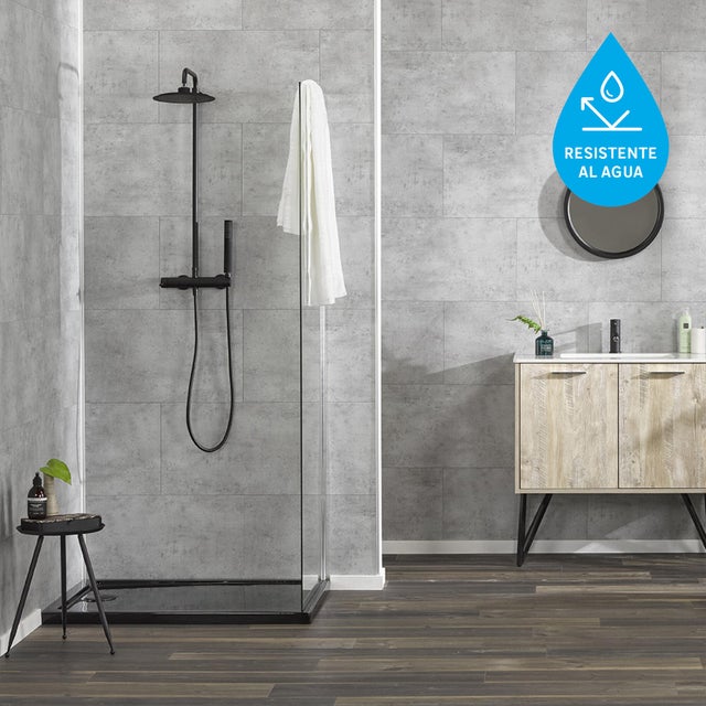 Revestimiento de pared decorativo efecto cemento de PVC Chicago gris de 65x37.5cm