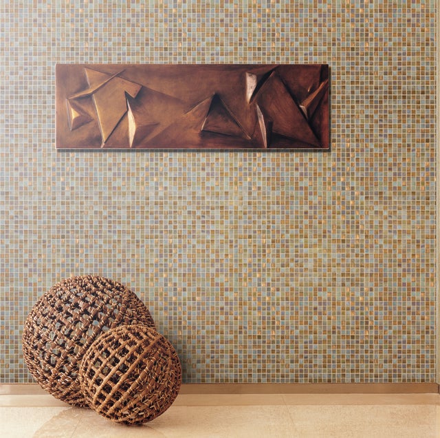 Piastrella Mosaico in vetro Horn15 beige satinato L 30 x L 31.8cm x Sp. 4 mm