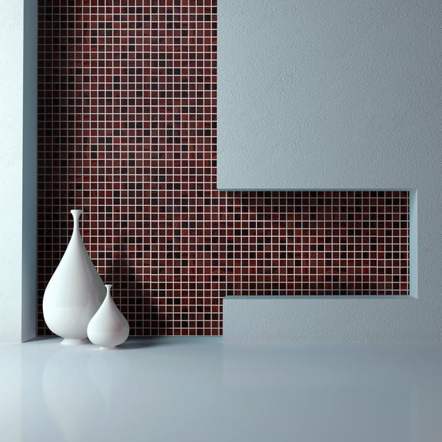Mosaico in vetro Mosto rosso satinato L 30 x L 31.8cm x Sp. 4 mm