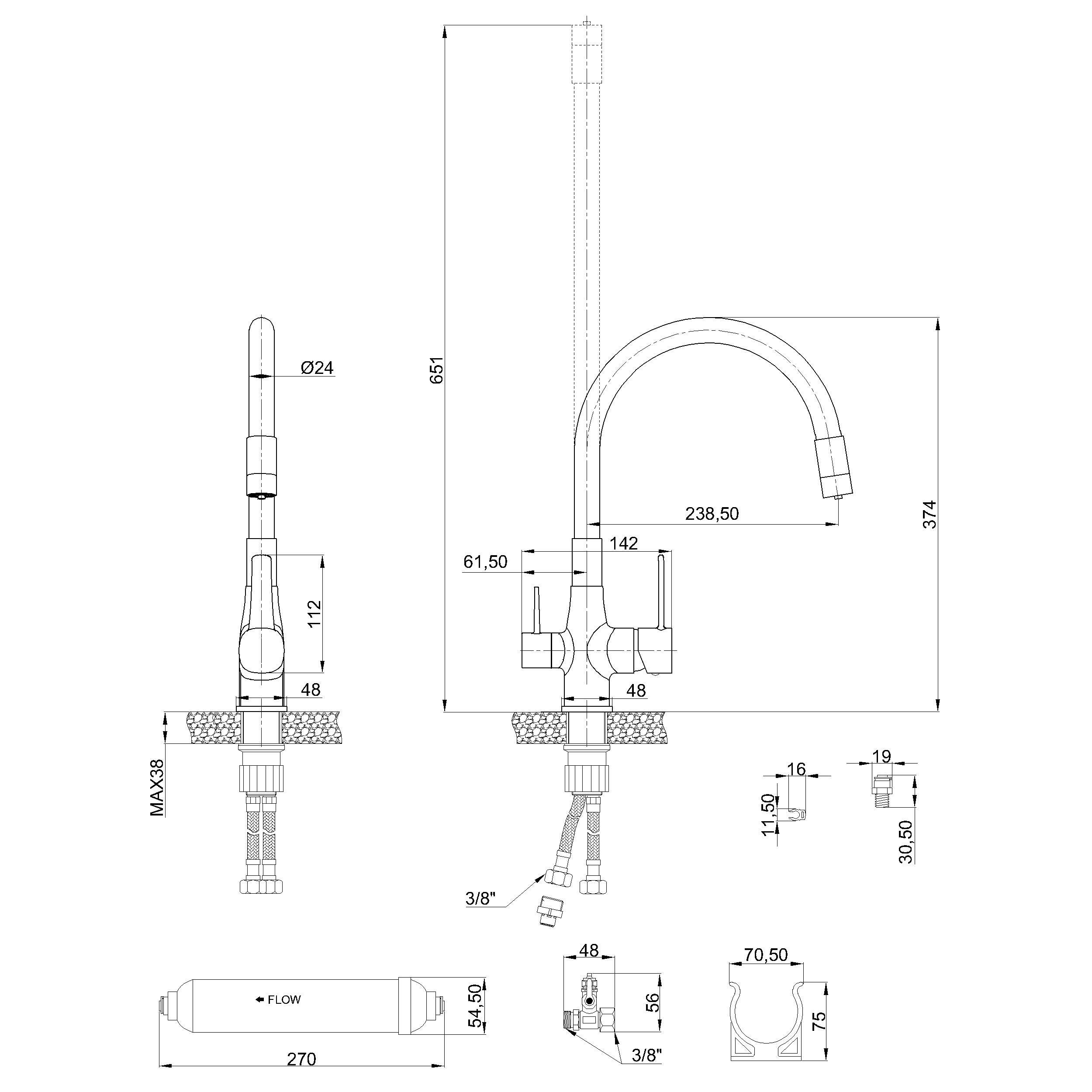 Bateria kuchenna Glamour z filtrem czarna - 3