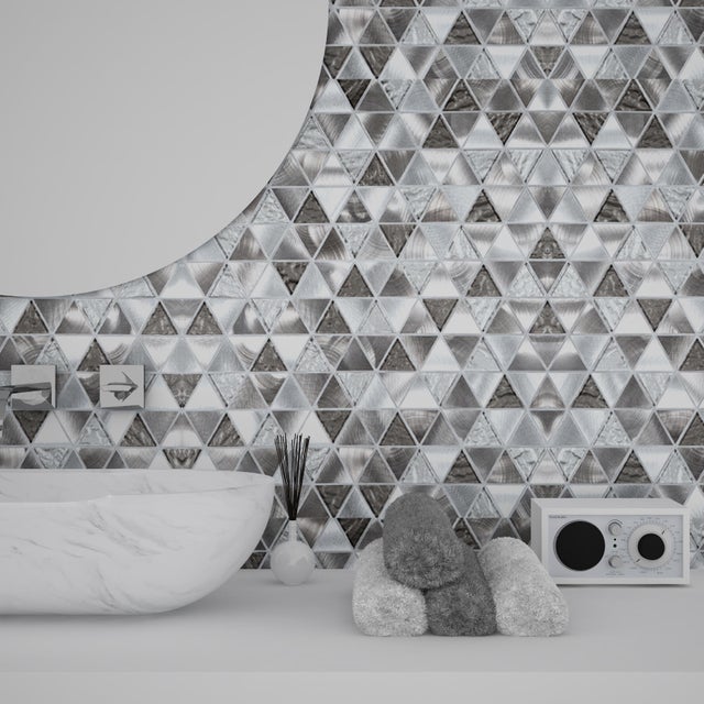 Mosaico in alluminio Trinity argento lucido L 31 x L 30.4cm x Sp. 8 mm