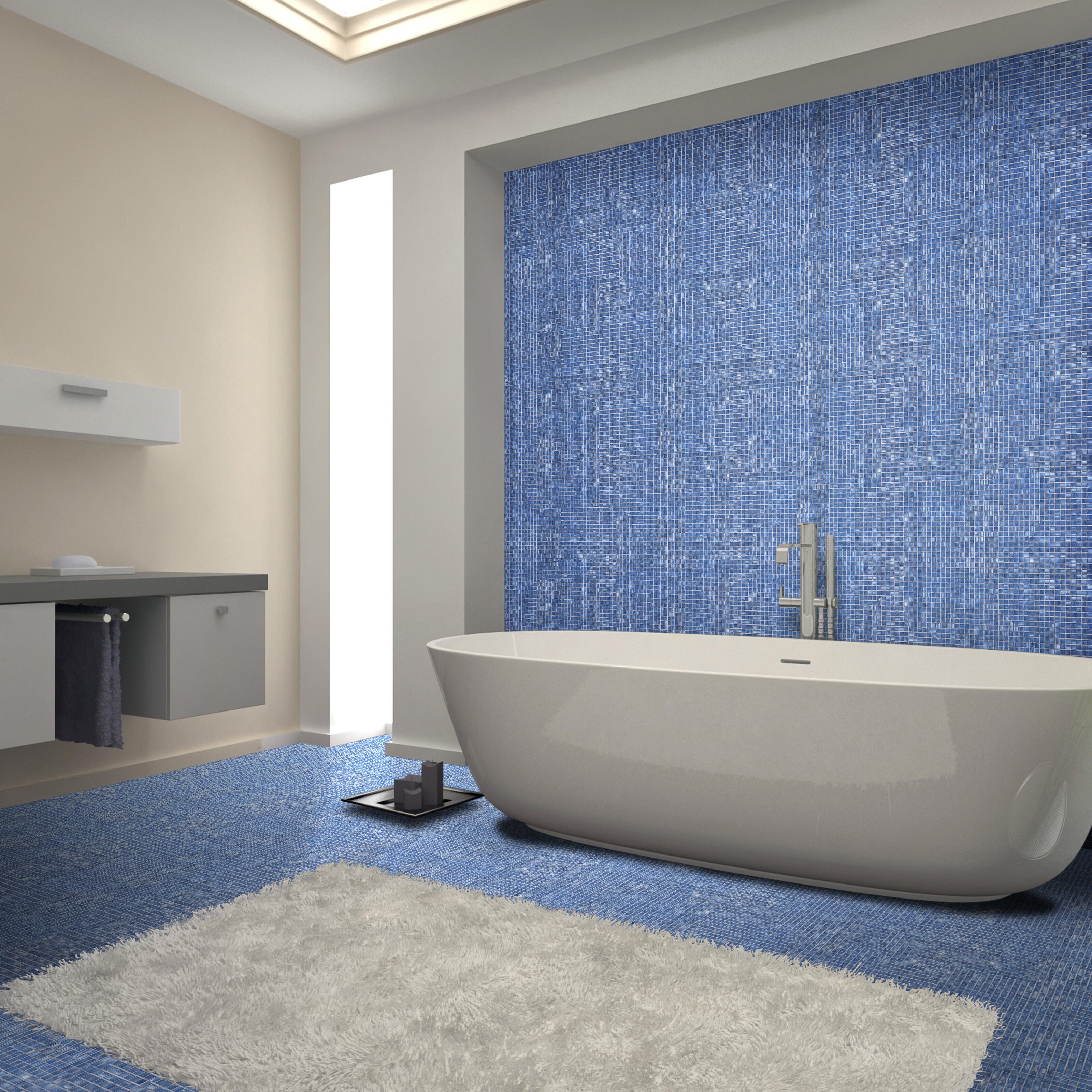 Piastrelle Mosaico Vetro Azzurro Classic Mix 4F - Per Piscine E Rivestimenti, Carta Incollata - Foto 4