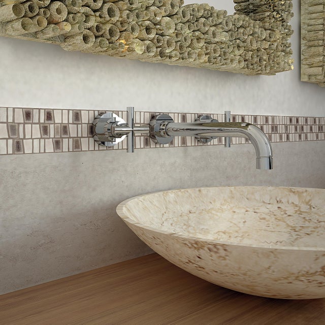 Piastrella Mosaico in pietra Murini multicolore opaco L 30 x L 32cm x Sp. 8 mm