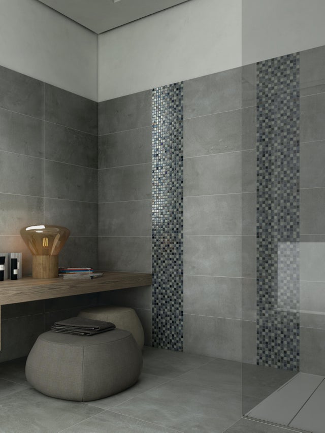 Piastrella Mosaico in vetro Ice smoke multicolore lucido L 30 x L 30.5cm x Sp. 8 mm