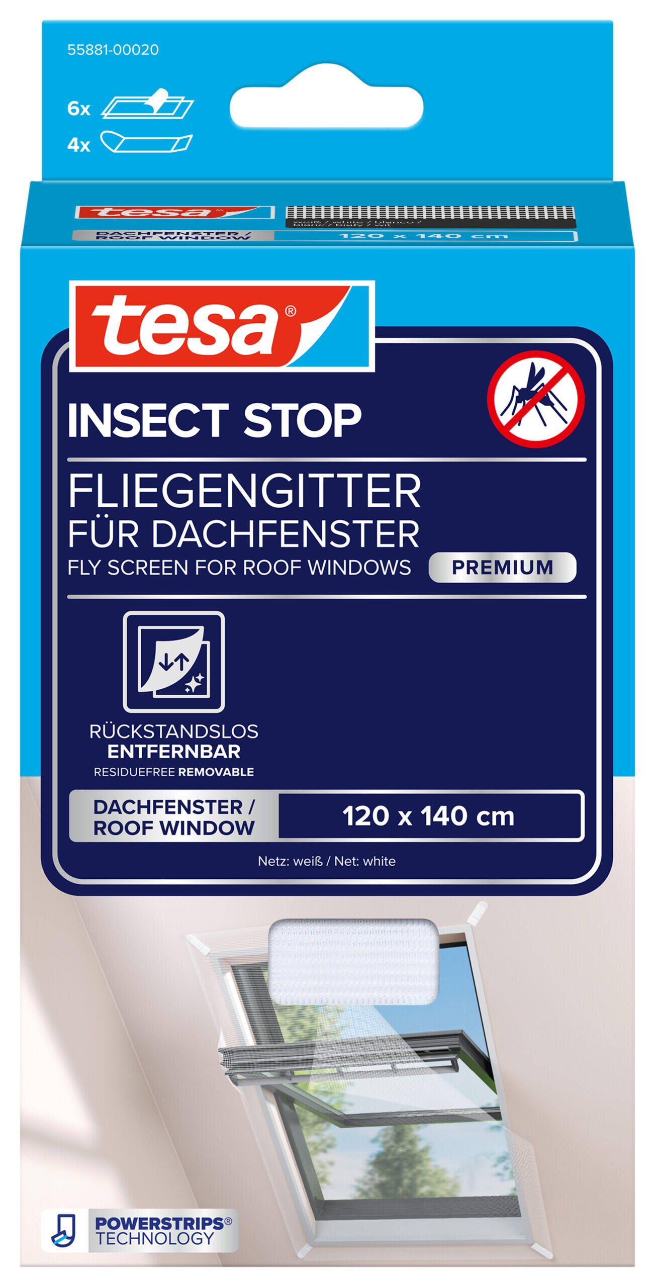 Moskitiera do okien dachowych Tesa 1.2x1.4M Biała - 3