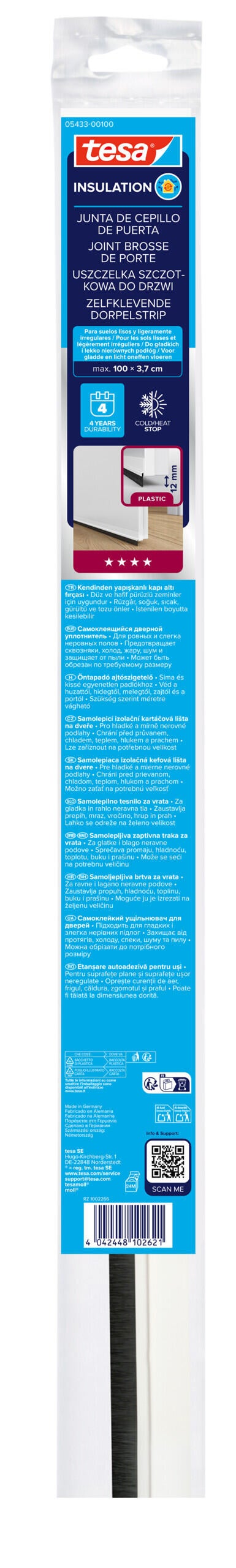 Veda porta adesivo 1M PVC BRANCO TESA - 2