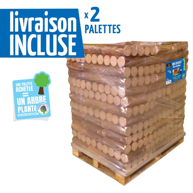 Bûches compressées WOODSTOCK 2 palettes, L25, Résineux (208 sacs)