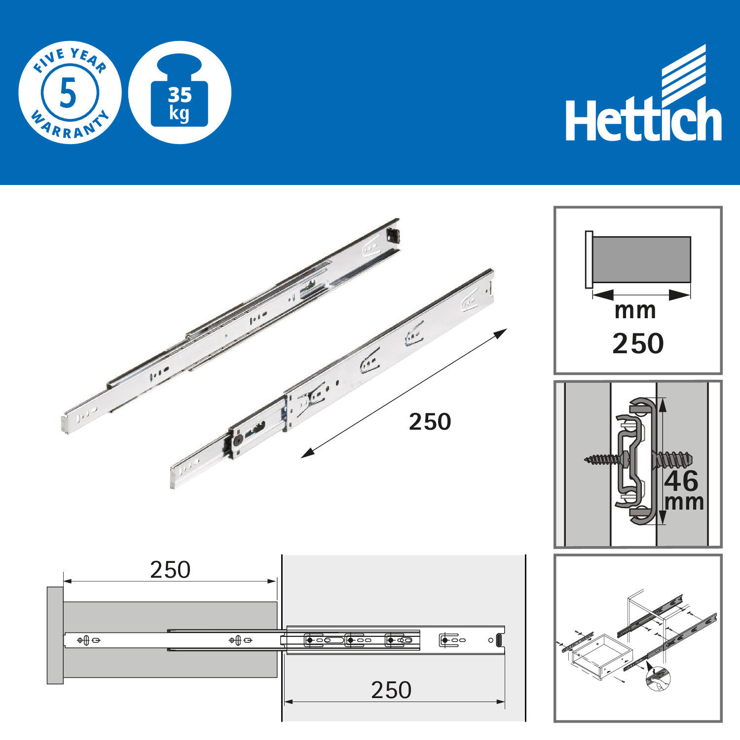 2 Guias para gaveta com fixação lateral - 3