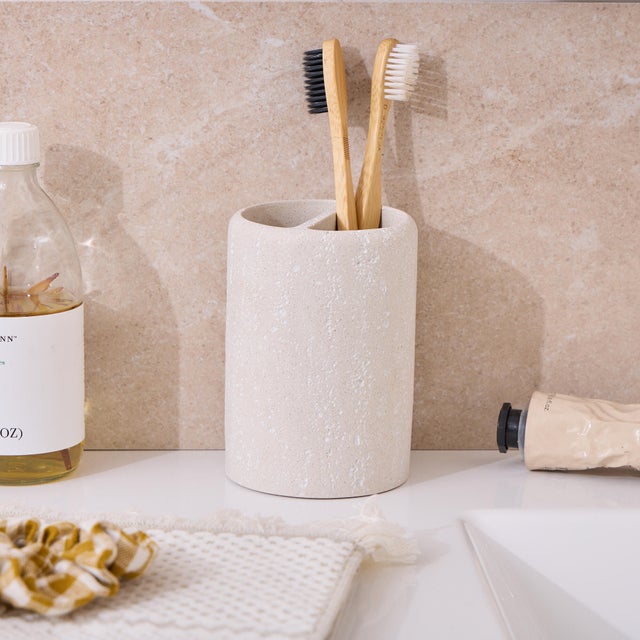 Porte-brosse à dent 2 compartiments Mineral beige SENSEA