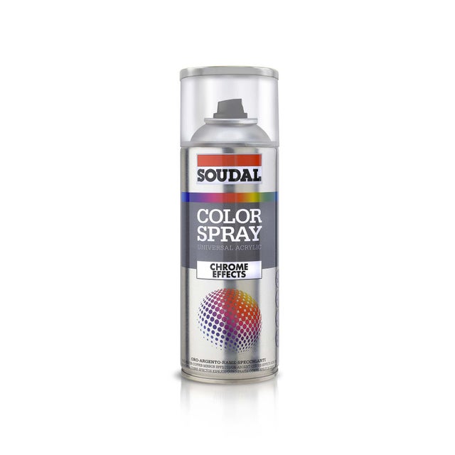 Peinture aérosol tous matériaux int/ext argenté chromé 400 ml - SOUDAL