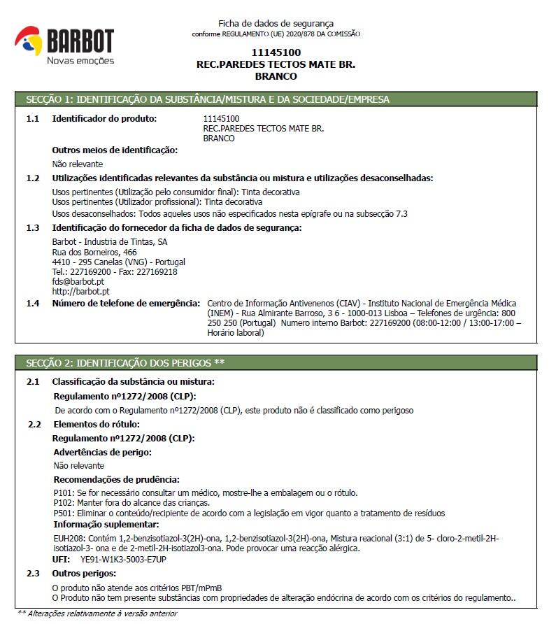 Tinta de interior mate branco 5 L Barbot - 2