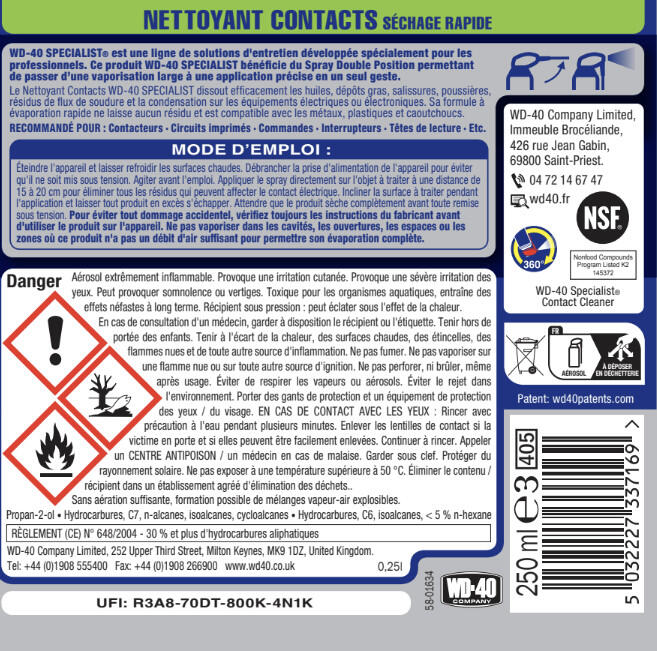 Nettoyant contacts électriques WD-40 en aérosol 250 ml - 16