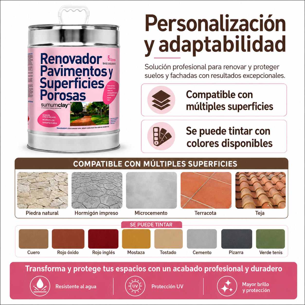 Resina color transparente para garajes, sótanos, terrazas, hormigón SUMUMCLAY semi brillante 15L al disolvente - 7