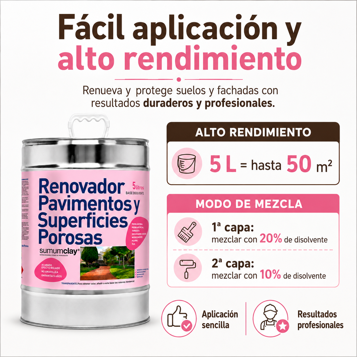 Resina color transparente para garajes, sótanos, terrazas, hormigón SUMUMCLAY semi brillante 15L al disolvente - 6