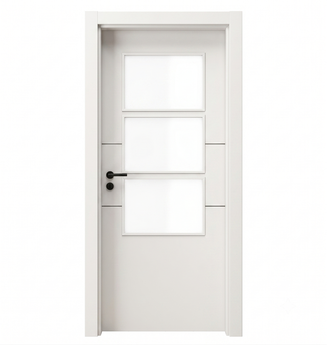 PUERTA INTERIOR EN BLOCK VT2 N LACADA BLANCA ACRISTALADA 72.5CM IZQUIERDA
