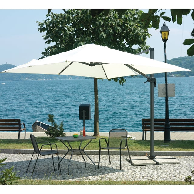 Ombrellone a palo laterale grigio scuro con telo quadrato ecru L 300 x P 300 x H 268 cm