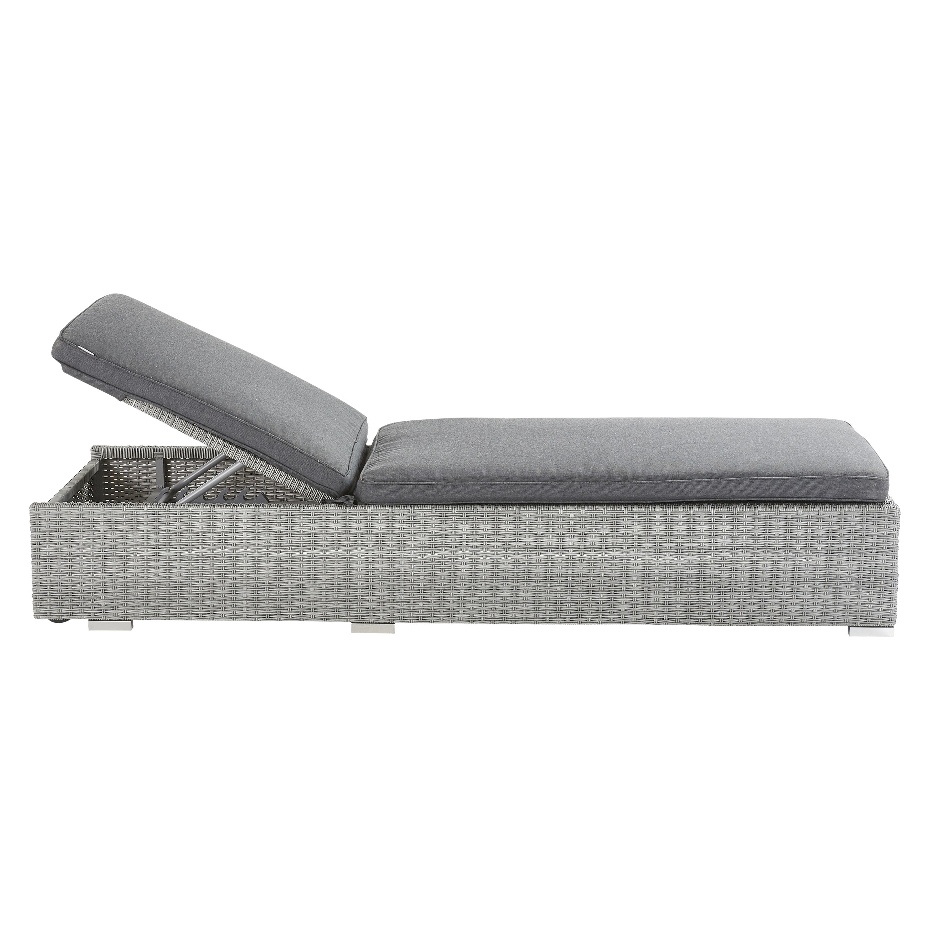 Espreguiçadeira de rattan cinza NATERIAL DAVOS 197X65X36CM - 13