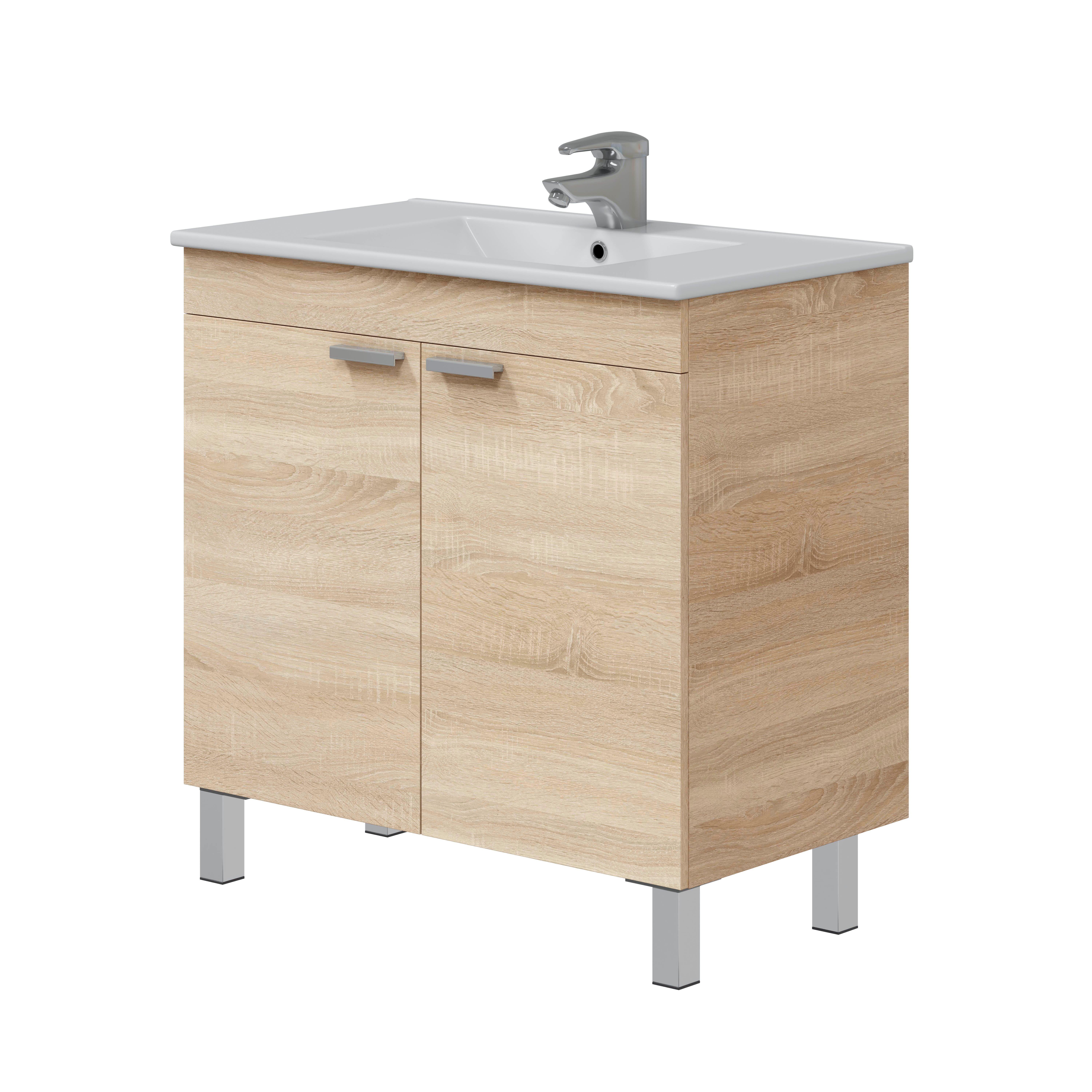 MUEBLE DE BAÑO NEXA ROBLE 80X45CM 2 PUERTAS - 2