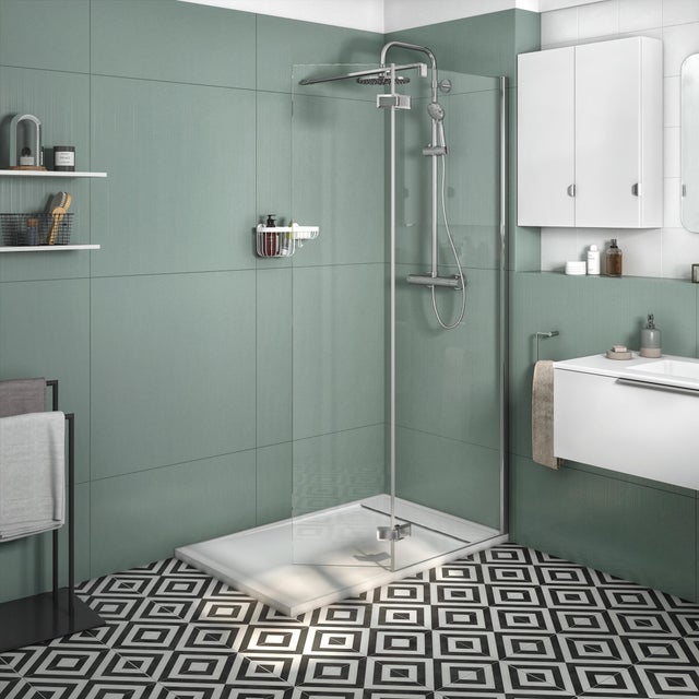 Box doccia walk-in Neo, vetro 8 mm, L 118-119.5 cm x H 200 cm, profilo cromo