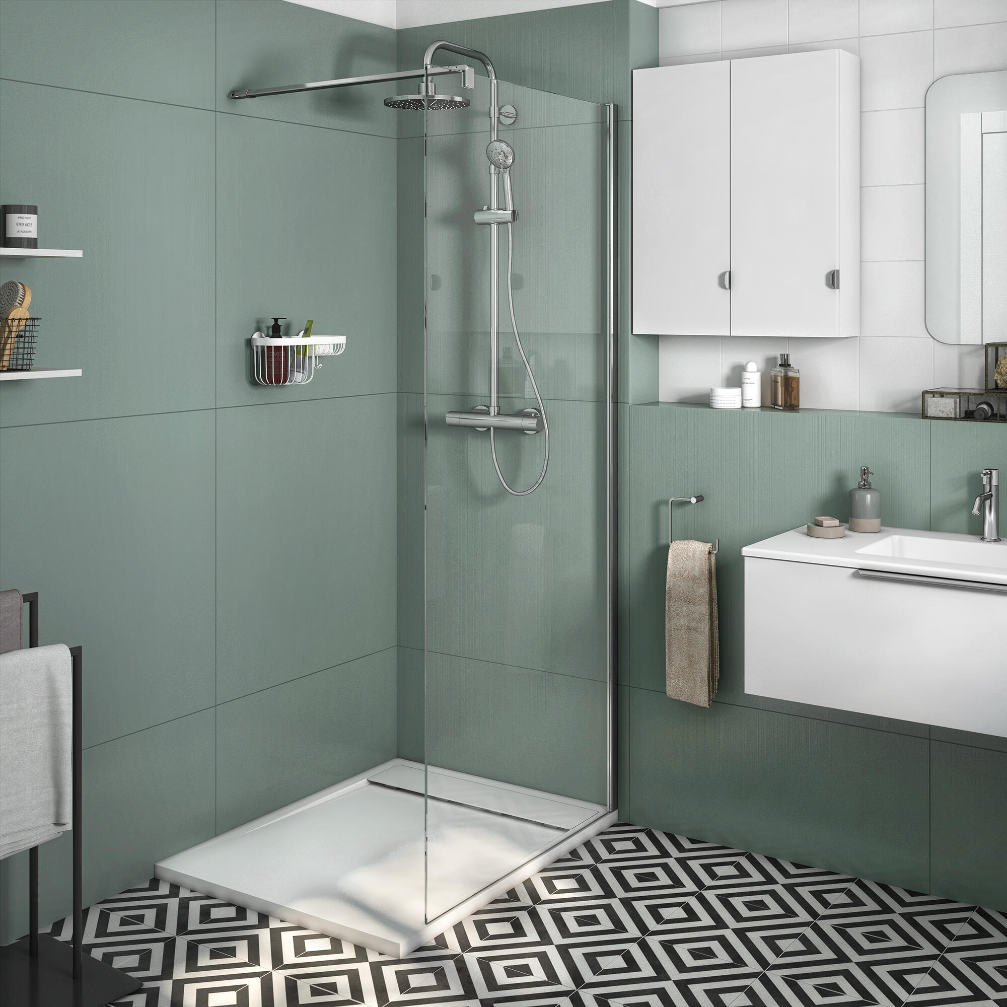 Box doccia walk-in Neo, vetro 8 mm, L 98.6-99.5 cm x H 200 cm, profilo cromo - 4