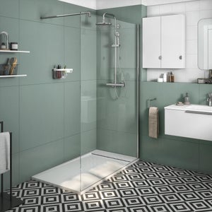 Paroi de douche à l'italienne verre transparent, l.138 cm, Ep.8 mm chromé Neo Leroy Merlin Les bons plans des petits projets avant l'été