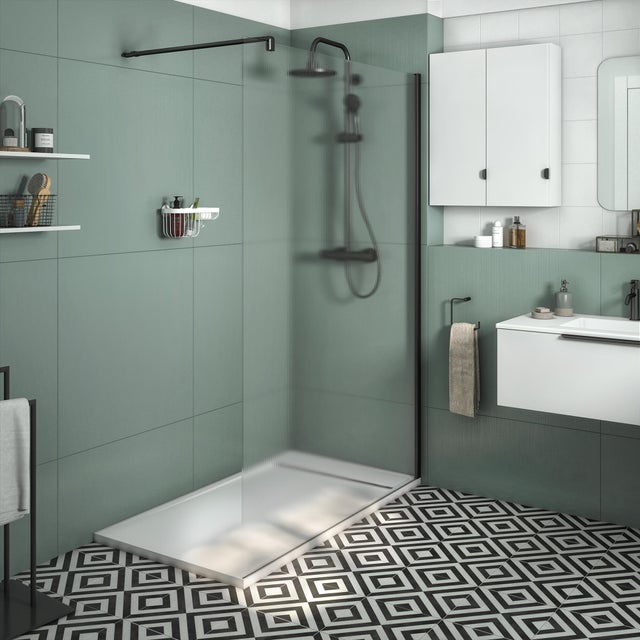 Mampara de ducha fija perfil negro (138-140)x200 cm 8mm