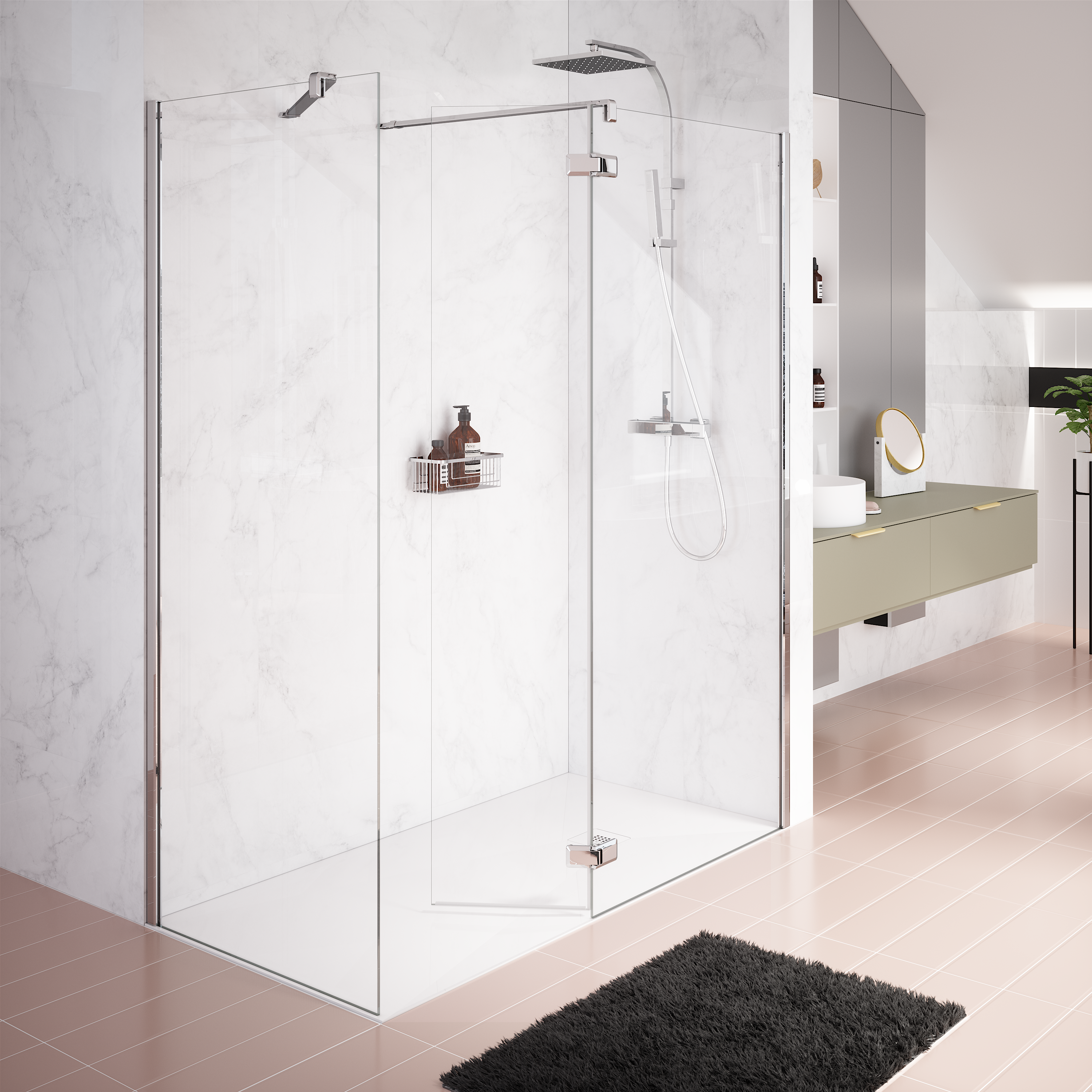 Box doccia walk-in Neo, vetro 8 mm, L 138-139.5 cm x H 200 cm, profilo cromo - 7