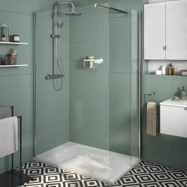 Box doccia walk-in Neo, vetro 8 mm, L 98.6-99.5 cm x H 200 cm, profilo cromo