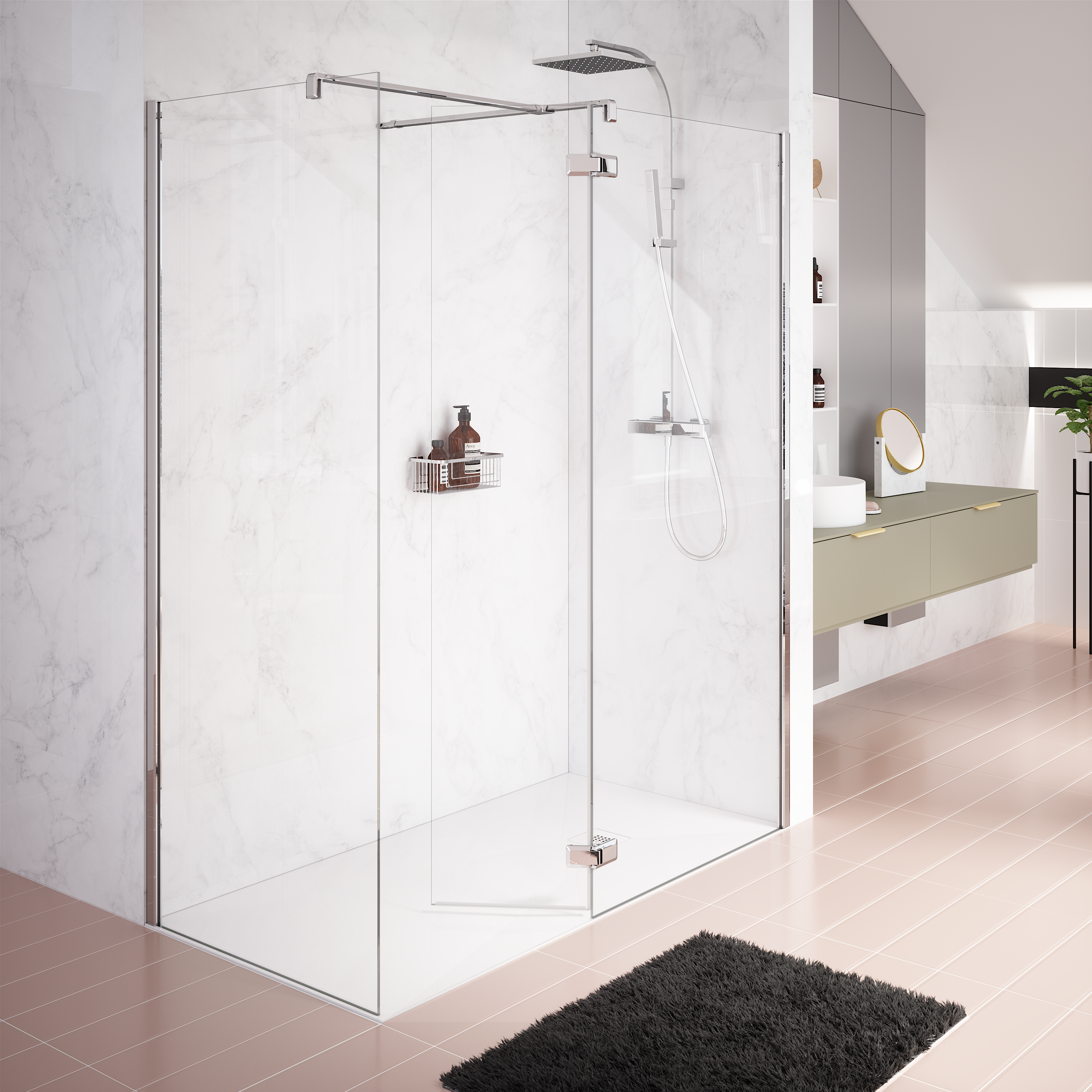 Box doccia walk-in Neo, vetro 8 mm, L 138-139.5 cm x H 200 cm, profilo cromo - 5