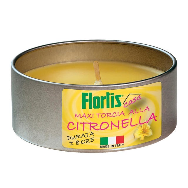 Candela Antizanzara Cera Di Soia, Profumo Citronella E Geranio, Con Stoppino In Legno Che Crepita, Motivo Fiore Di Loto