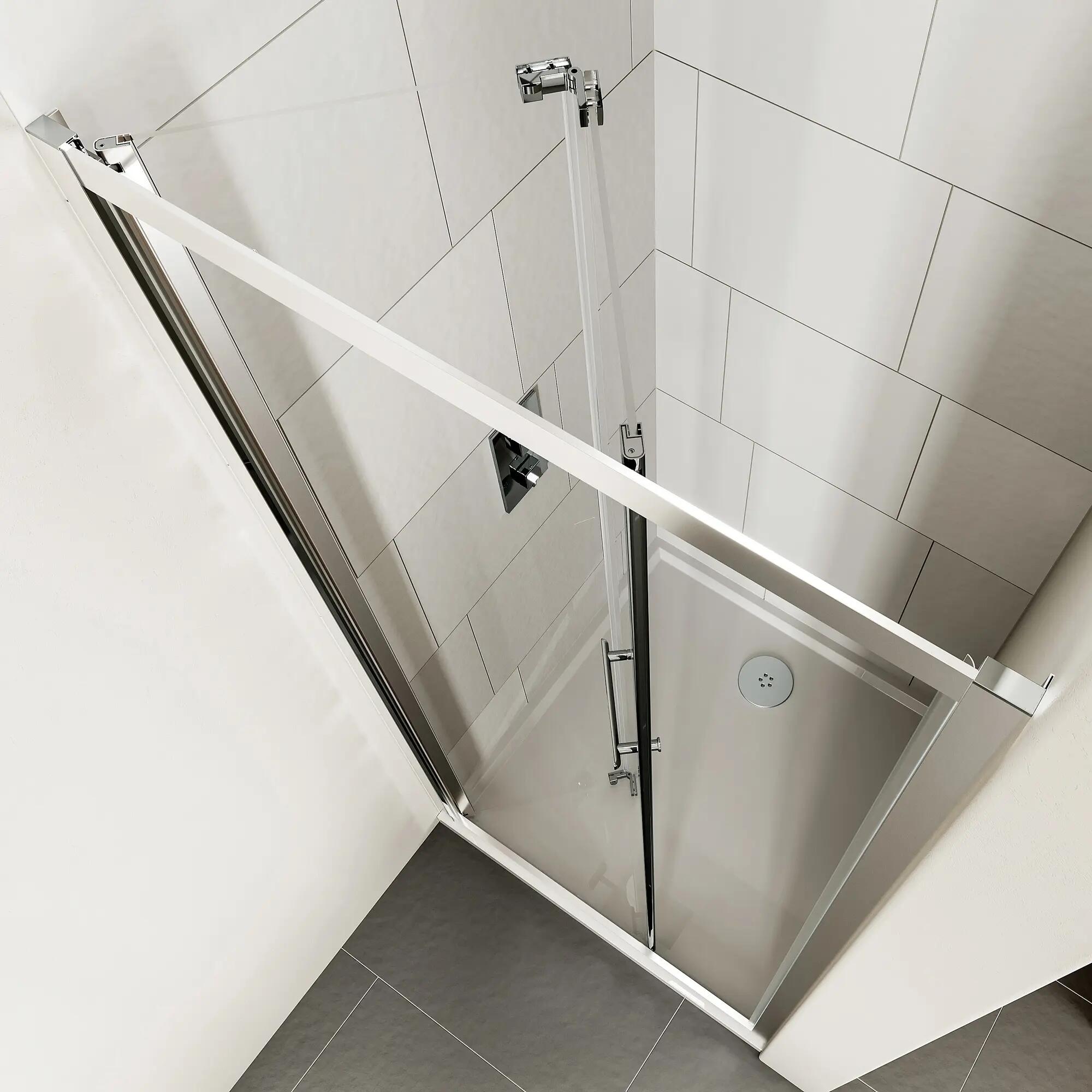 Porta doccia pieghevole Verve, L 75-80 cm x H 190 cm x SP 6 mm, profilo cromo - 2