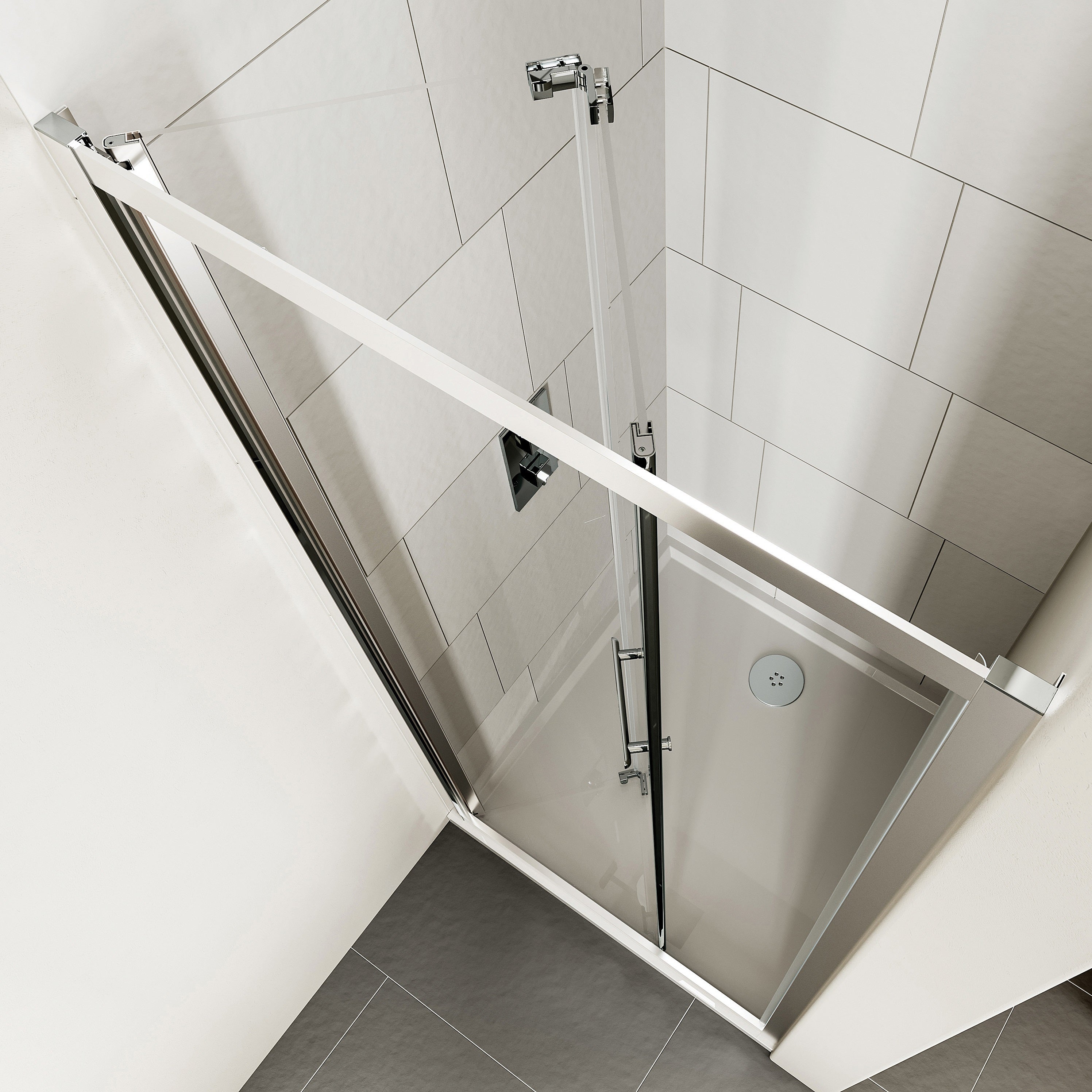 Porta doccia pieghevole Verve, L 85-90 cm x H 190 cm x SP 6 mm, profilo cromo - 2