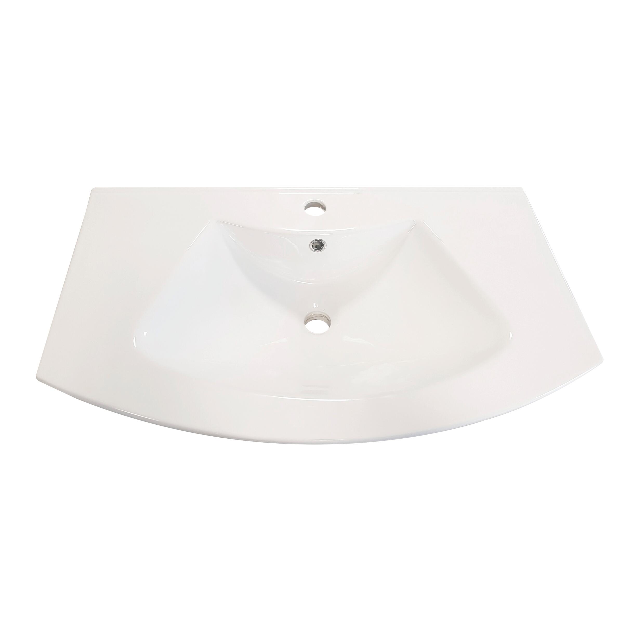 Lavabo a incasso rettangolare Sole L 80 x H 14 x P 46 cm in ceramica bianco lucido - 5