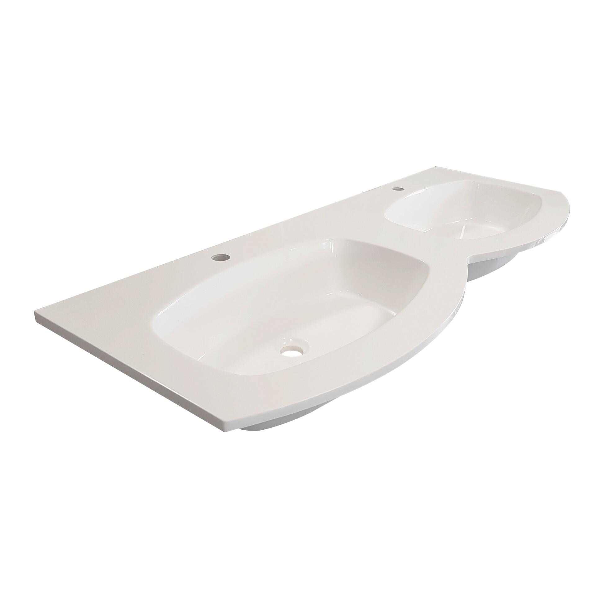 Lavabo a incasso rettangolare Armonia L 140 x H 14 x P 46 cm in resina bianco lucido - 8