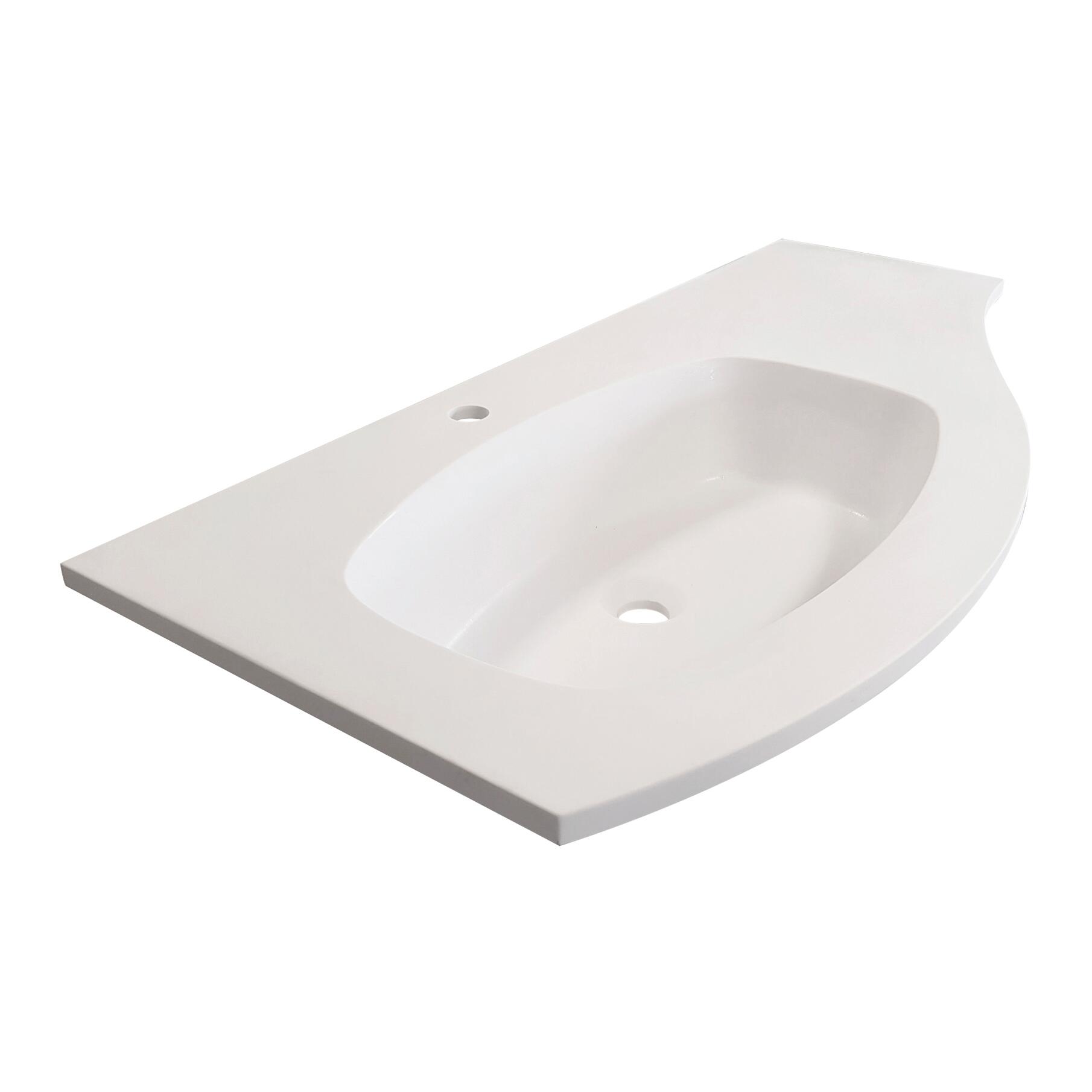 Lavabo a incasso rettangolare Armonia L 105 x H 14 x P 46 cm in resina bianco lucido - 6