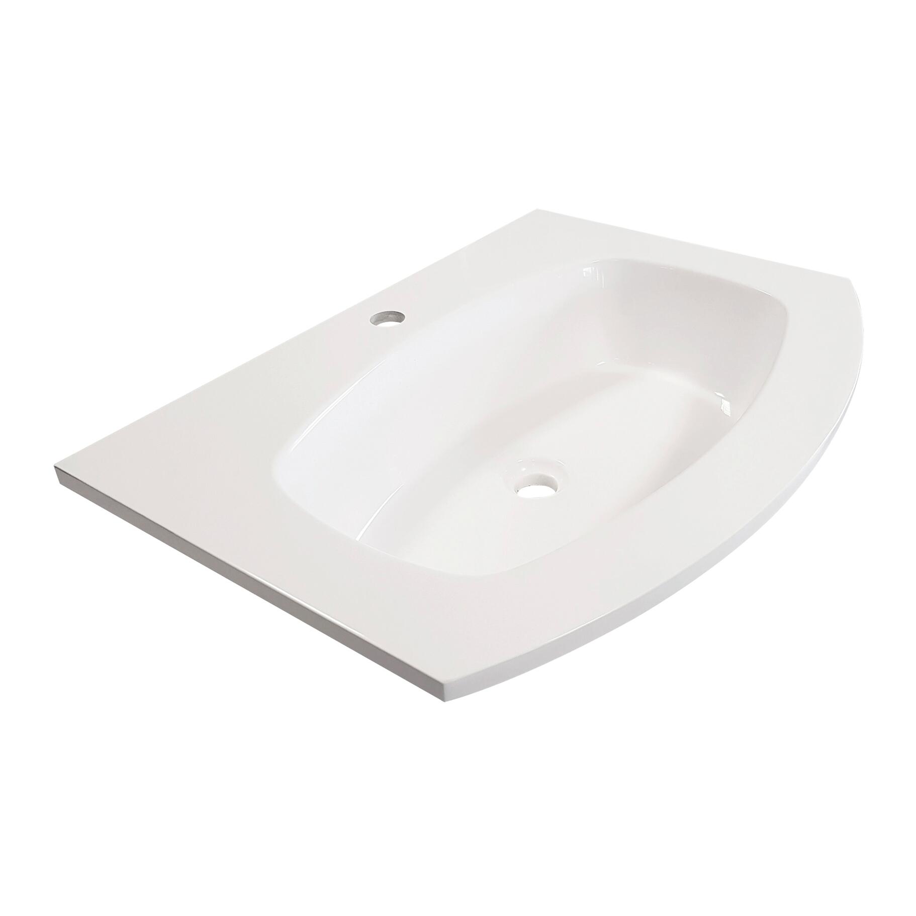 Lavabo a incasso rettangolare Armonia L 70 x H 14 x P 46 cm in resina bianco lucido - 9