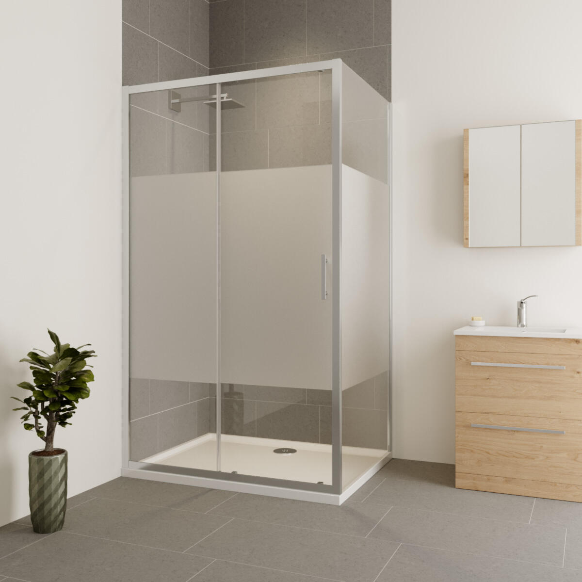 Porta doccia scorrevole L 175-180 cm x H 190 cm per nicchia in vetro trasparente SP. 6 mm, profilo lucido cromo, serie Verve - 2