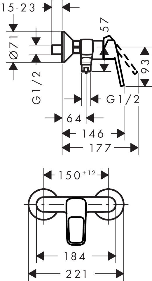 Rubinetto per doccia getto laminare cristallino monocomando Logis Loop cromo lucido HANSGROHE - 3