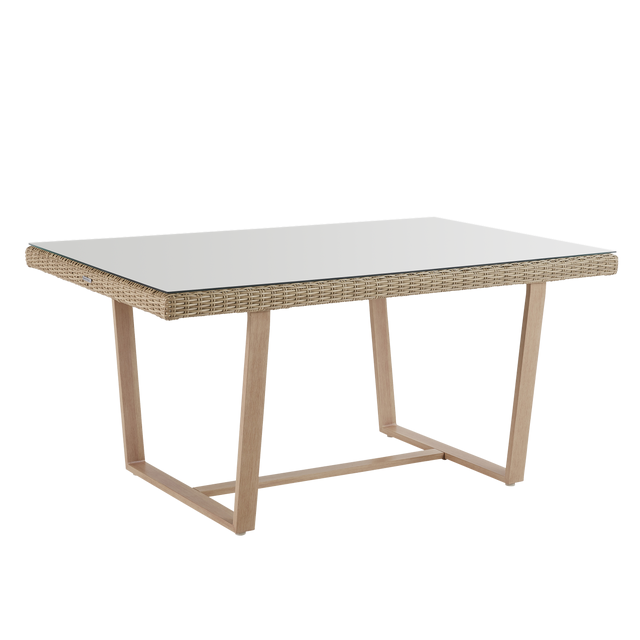 Tavolo da pranzo per giardino Medena NATERIAL in alluminio con piano in vetro beige per 6 persone 100x200cm