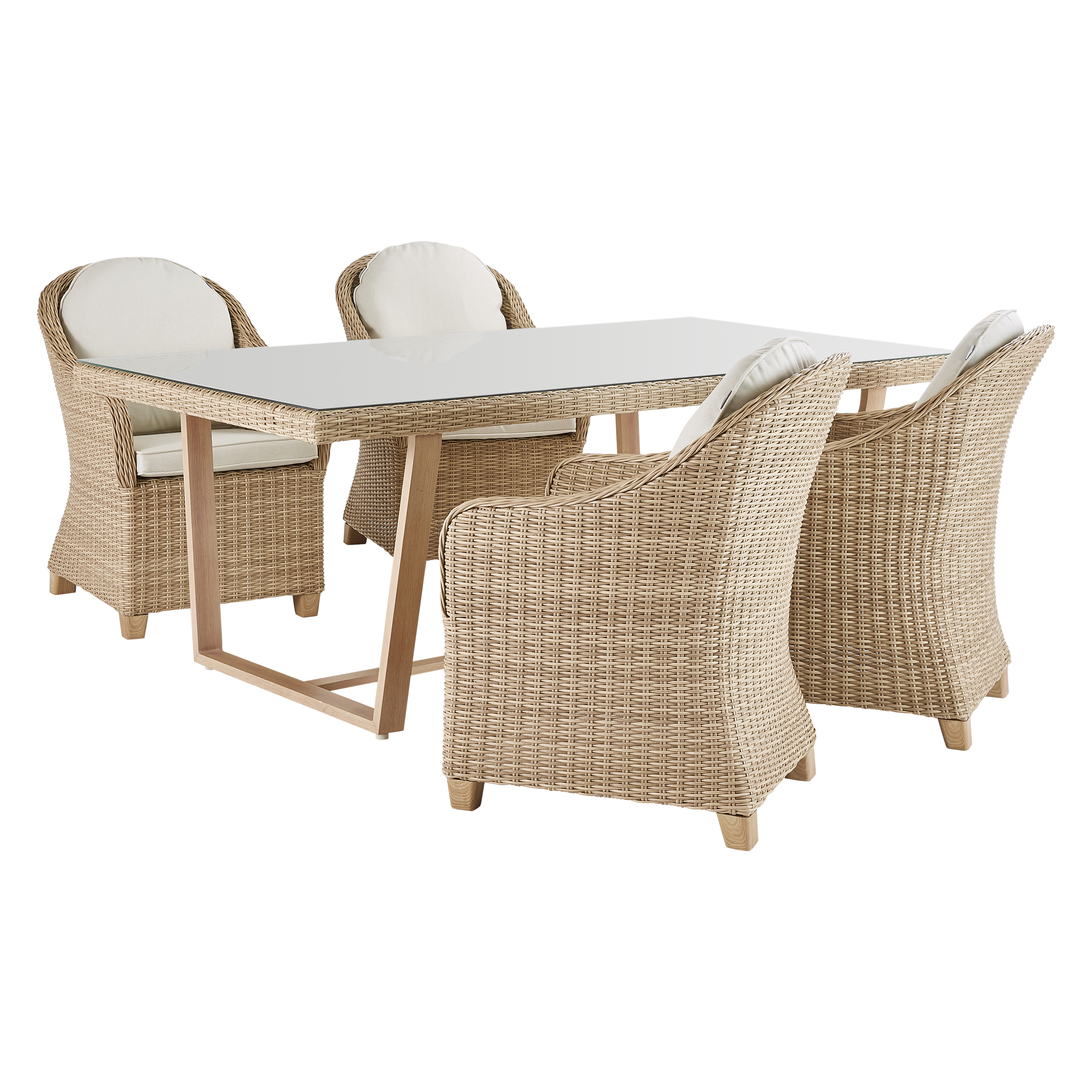 Tavolo da pranzo per giardino Medena NATERIAL in alluminio con piano in vetro beige per 6 persone 100x200cm - 20