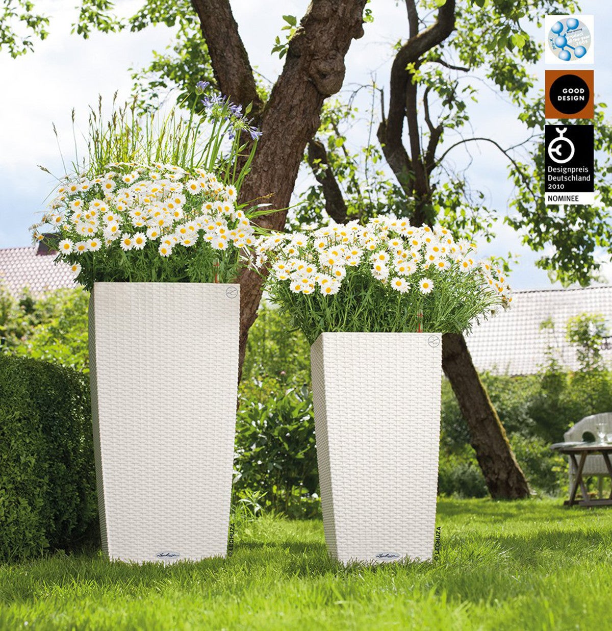 Vaso autoirrigante Cubico Cottage LECHUZA in polipropilene bianco H 75 x ø 40 cm - 2