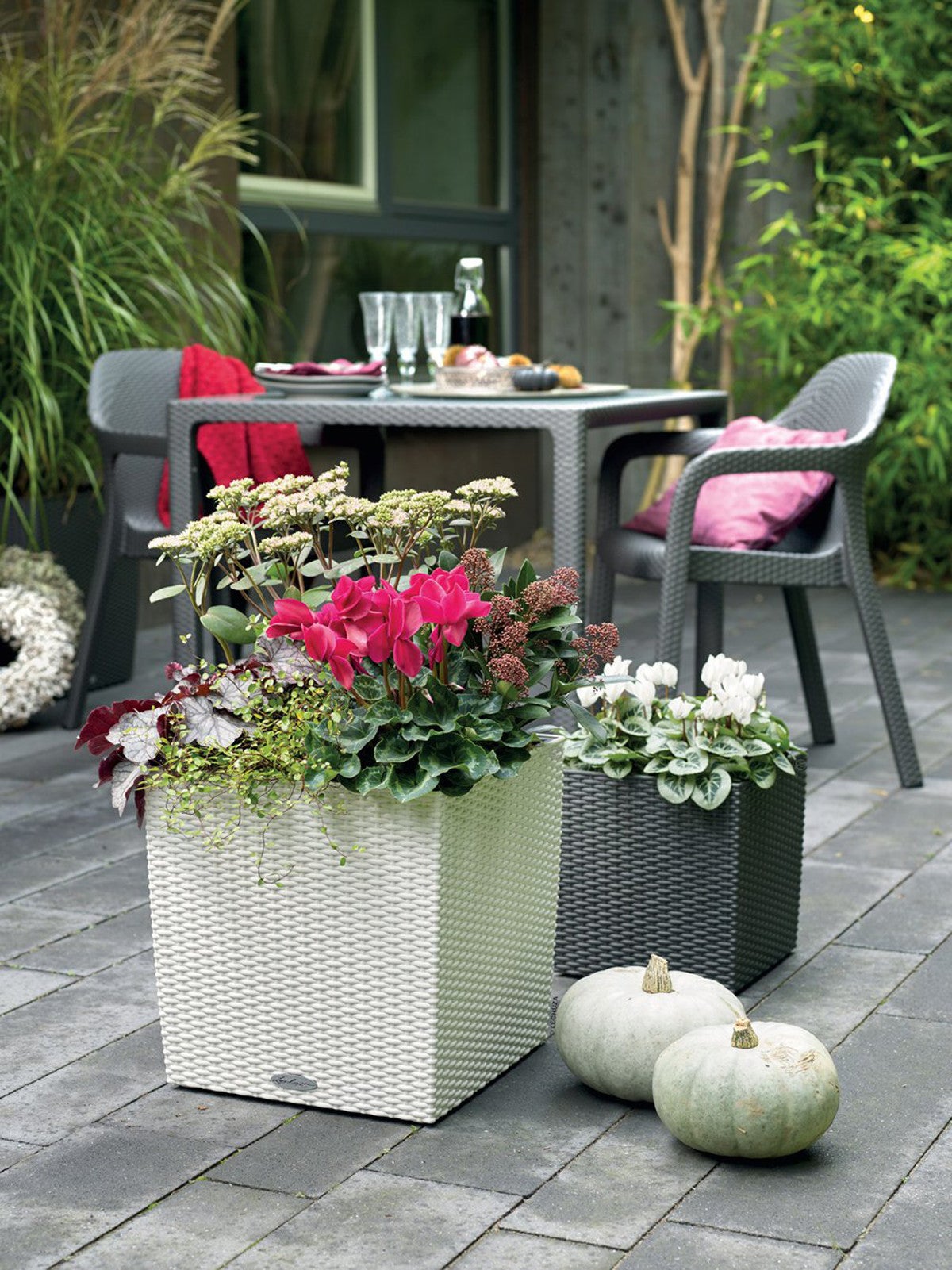 Vaso autoirrigante Cubico Cottage LECHUZA in polipropilene bianco H 50 x ø 50 cm - 2