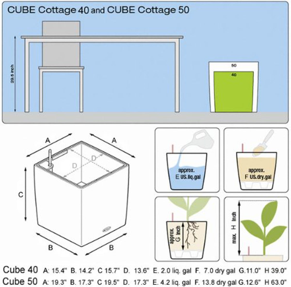 Vaso autoirrigante Cubico Cottage LECHUZA in polipropilene bianco H 40 x ø 40 cm - 6