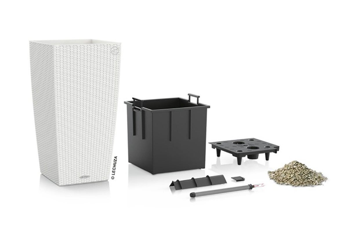 Vaso autoirrigante Cubico Cottage LECHUZA in polipropilene bianco H 75 x ø 40 cm - 3