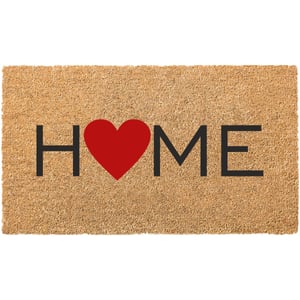Premier Housewares Zerbino Bonjour In Fibra Di Cocco – 40x60x2 Cm, Rosso/Grigio, Antiscivolo Per Pavimenti