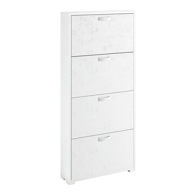 Scarpiera TERRANEO Vittoria 4 ante apertura a ribalta, L 67 x H 147 x P 18 cm 12 paia bianco